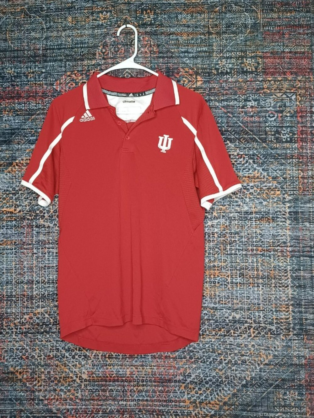 adidas mens red IU Indiana Hoosiers sewn team golf polo S